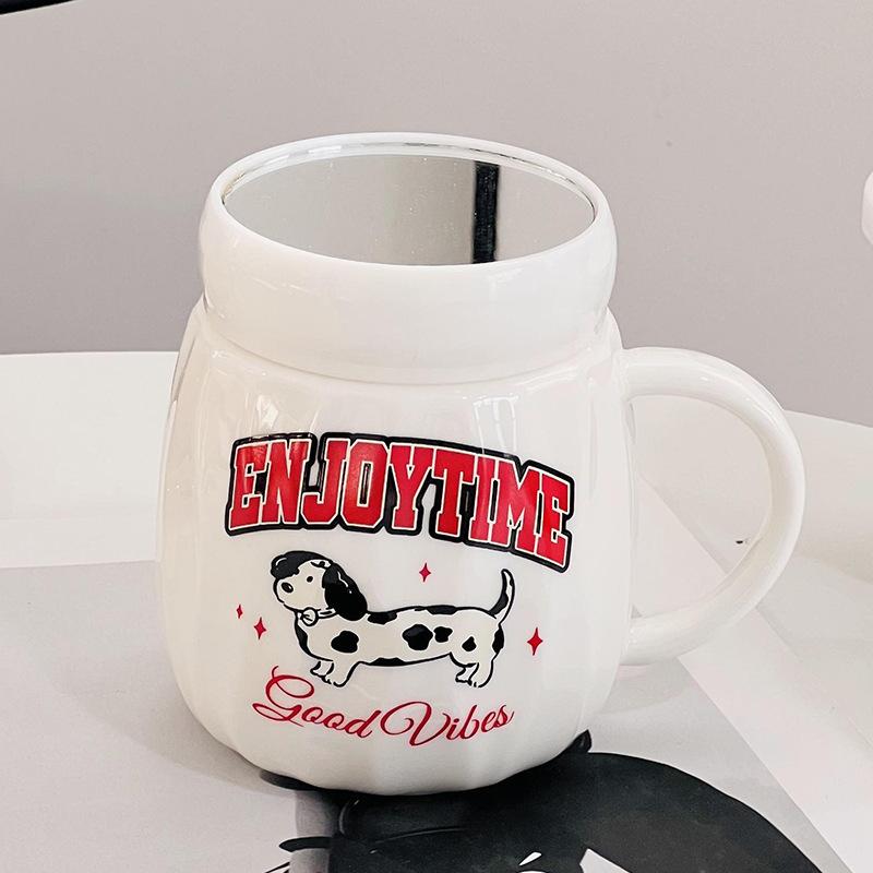 Милая маленькая уточка с крышкой, высококачественная большая емкость для воды, кружка для офиса с мультяшным принтом для девочек, керамическая кружка с высокой термостойкостью