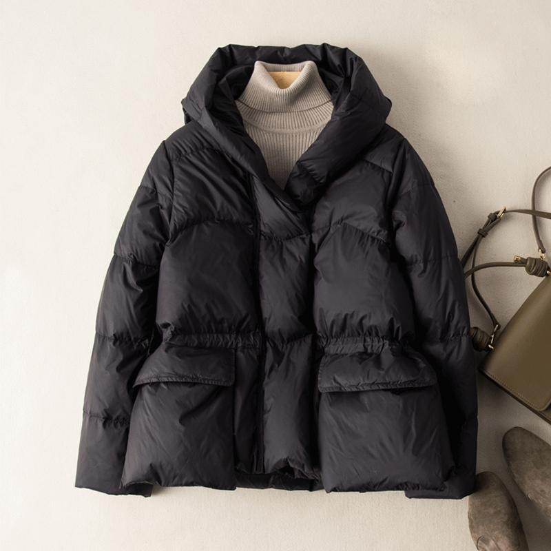 Осенне-зимний стиль, свободная теплая белая куртка-пуховик с капюшоном, ветрозащитная короткая парка, однотонная верхняя одежда