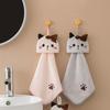 Cute Cat Kitchen Cleaning Towel Hanging Hand Towels Absorbent Dishcloths Coral Velvet Soft Cleaning Cloth Rag
