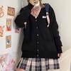 Японский кардиган в college-стиле с V-образным вырезом для женщин - Школьный свитер Осень/Зима