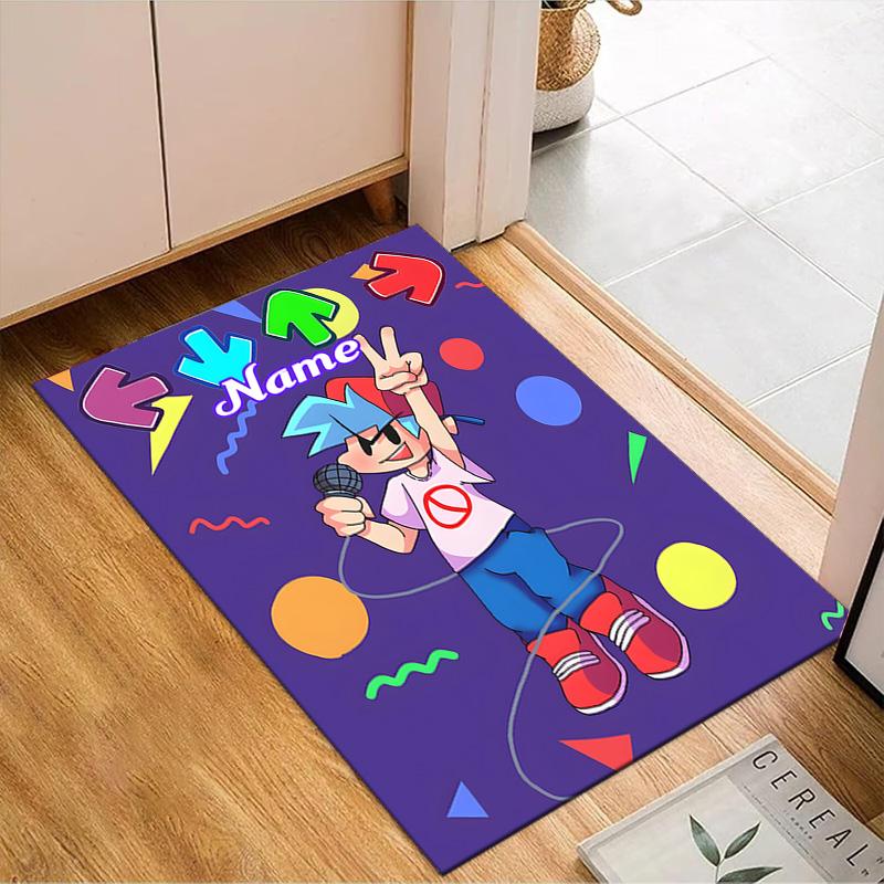 Custom Name Friday night Rug for Living Room, Game Rooms, Office, Bedroom, Floor Mat Playful Design, fan gifts Christmas decor