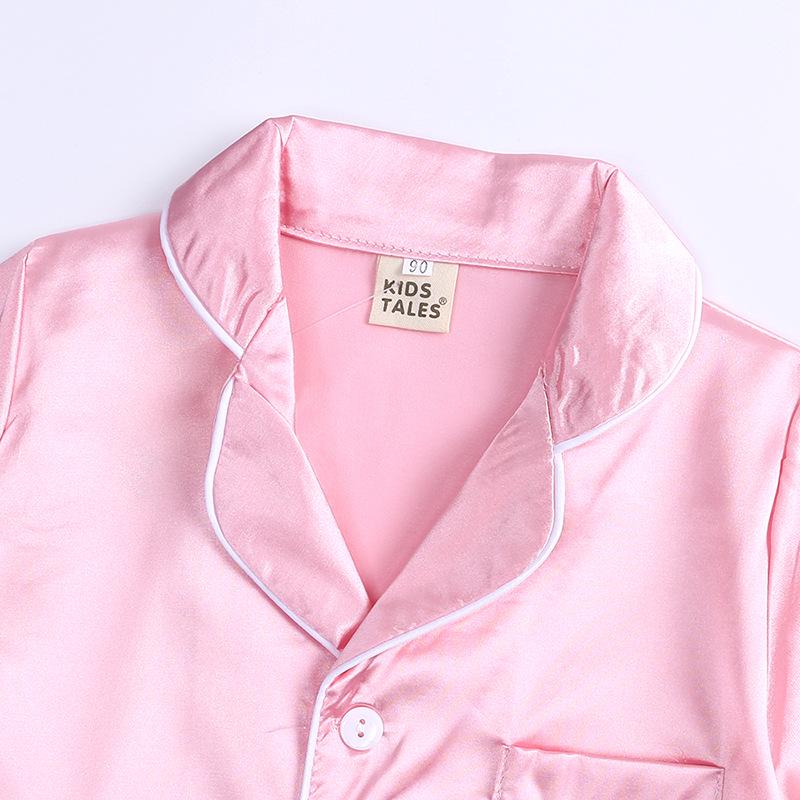 Детский летний пижамный комплект Ice Silk - домашняя одежда из искусственного шелка для мальчиков и девочек