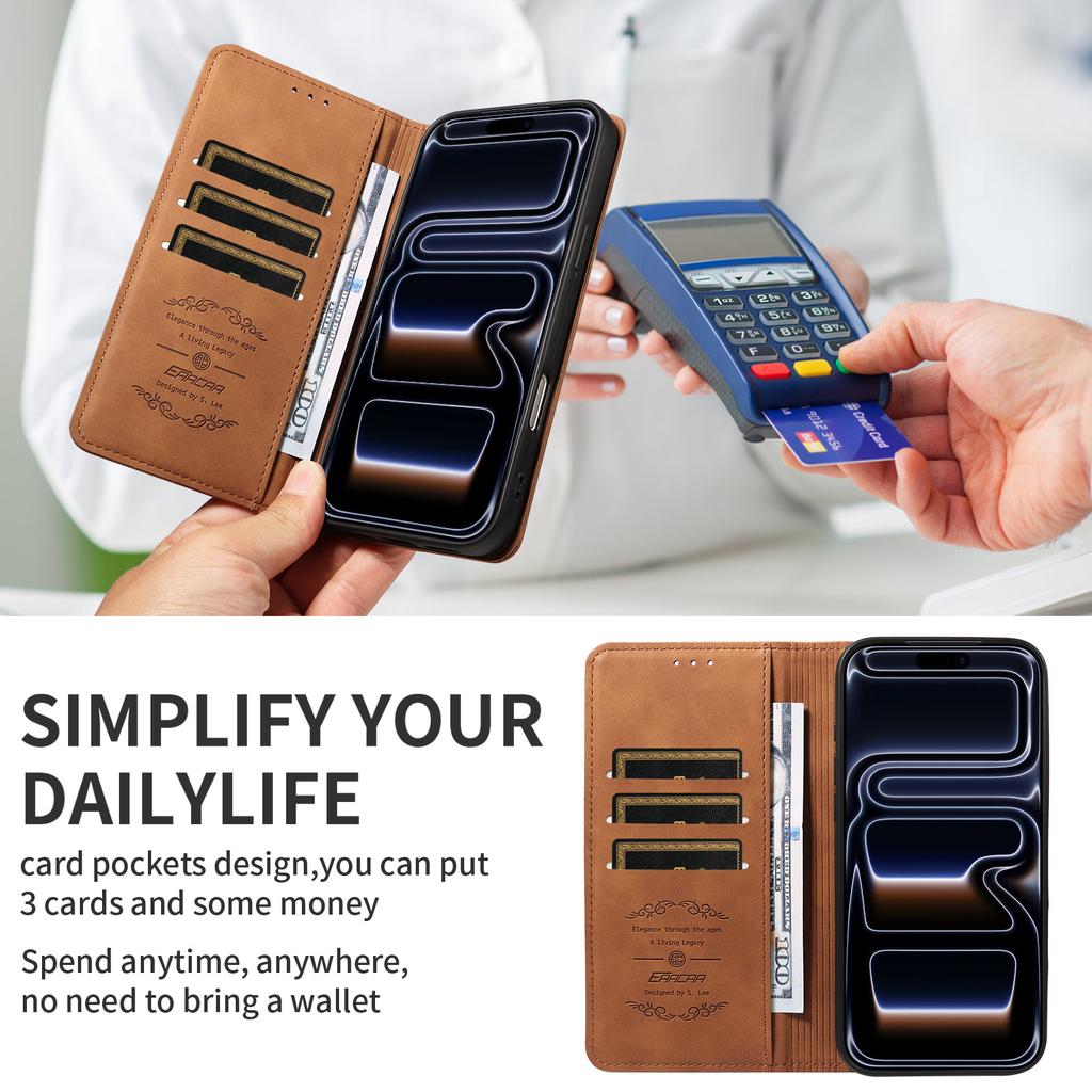 Compatible with iPhone 17 Pro Max phone case, Apple leather case, full-cover magnetic flip cover, anti-drop protective case