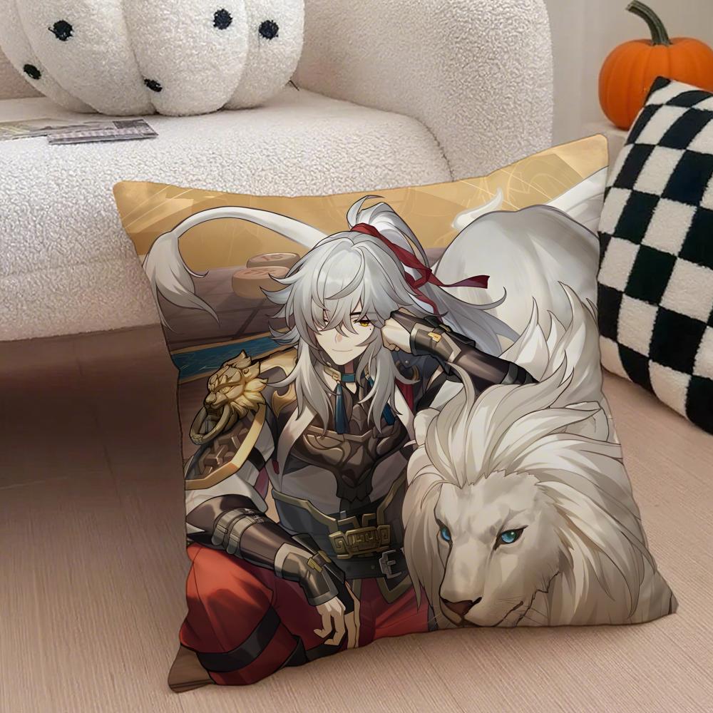 JJing Yuan Star Rail Hit Game Character Cushion Cover Throw Pillow Cover Hidden Button Durable Polyester Chair Cushion