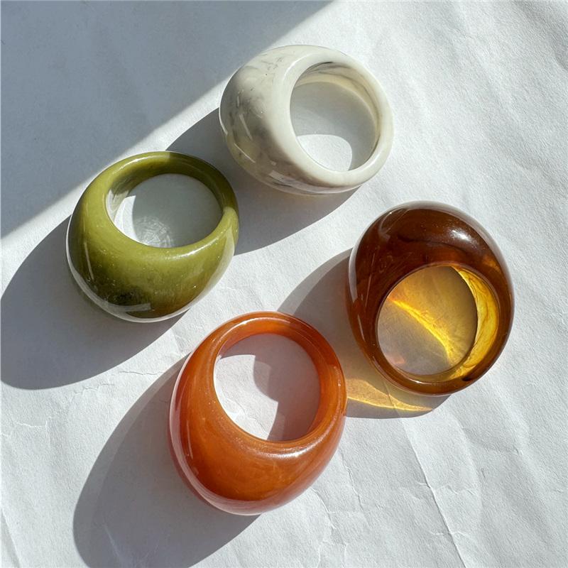 4pcs/set Vintage Irregular Geometric Resin Ring Set for Women New Boho Geometric Finger Rings Minimalis Jewelry