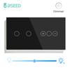 BSEED Touch Dimmer Switches 1gang1way Wall Light Switch LED Dimmer Plus EU Wall socket USB EU Standard Blue Backlight 10A