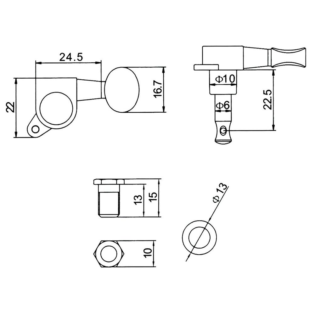 6 шт. Колки для настройки гитарных струн Винтажные колки для настройки гитары Тюнер Легко настраивать Аксессуары для музыкальных инструментов Запасные части