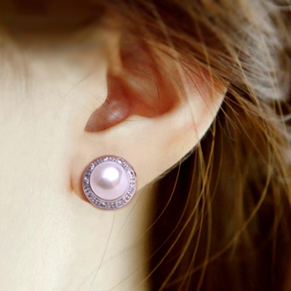 seniko 8-9mm Natural Freshwater Pearl Earrings Fashion Cubic Zirconia Clip Earrings For Women Girl Gift