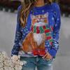 Women's Casual Fashion Christmas Print Long Sleeve O-Neck Pullover Top