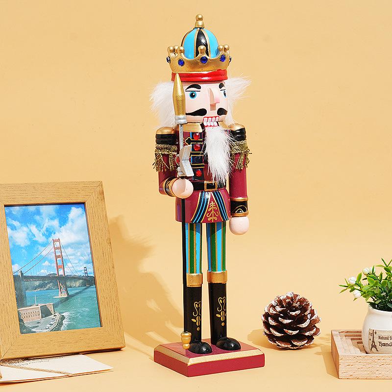 30cm Nutcracker Puppet Soldier Ornament Doll Merry Christmas Decoration Creative Gift Wooden Handicrafts Desktop Cute Ornament