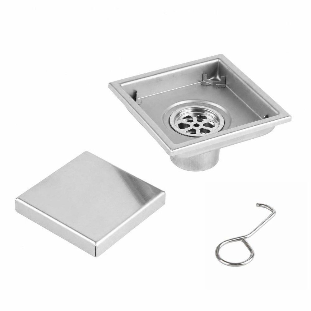 4.33 Inch Shower Drain Square Shape Waste Gate Anti-Odor Floor Drainer Laundry Room