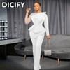 DICFY Модные женские повседневные комбинезоны и ромперы с принтом однотонные весенние осенние с длинным рукавом на бретельках