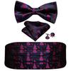 Barry.Wang Mens Cummerbund Belt and Bowtie Set Silk Pre Bow Tie Hanky Cufflink Set