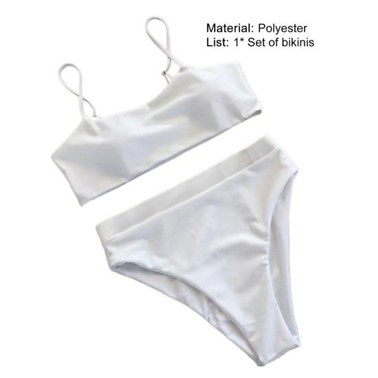 2 шт./компл. комплект бикини, однотонный трехточечный эластичный женский купальник на тонких бретелях