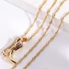 Western Cowboy Boots Necklace  bAbstract Face Copper Plated Real Gold Lock Chain