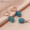 Stylish Personality Egg Shape Rose Gold Color Drop Earrings Jewelry Sets For Women Party Elegant Pendant Necklace