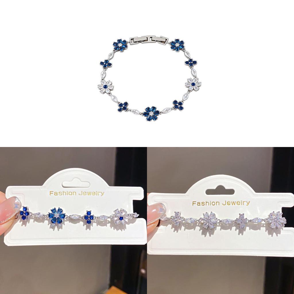 Zircon Flower Womens Fashion Bracelet With Silver Finish For Summer Wear