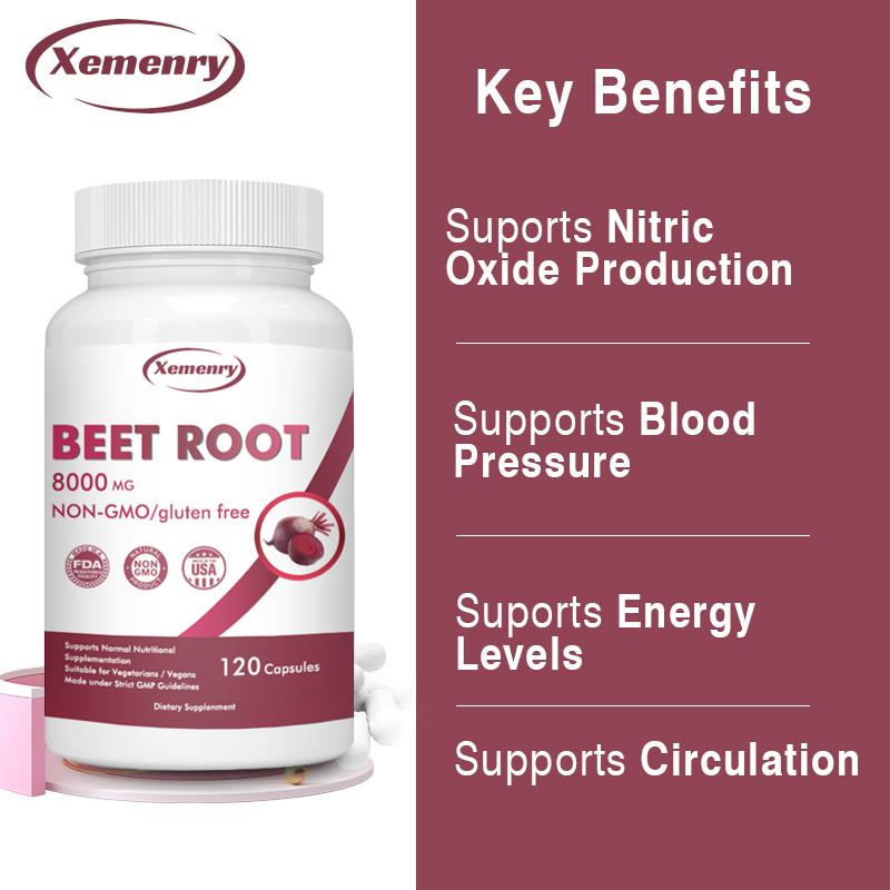 Beetroot capsules, containing beetroot powder extract, a potent formula suitable for both men and women.