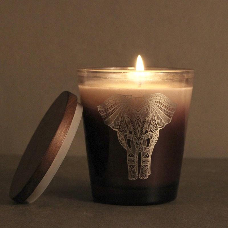 RAINCOAST Hot Sale 230g Tinted Glass Candle Jar With Wooden Lid Luxury Scented Candles Custom