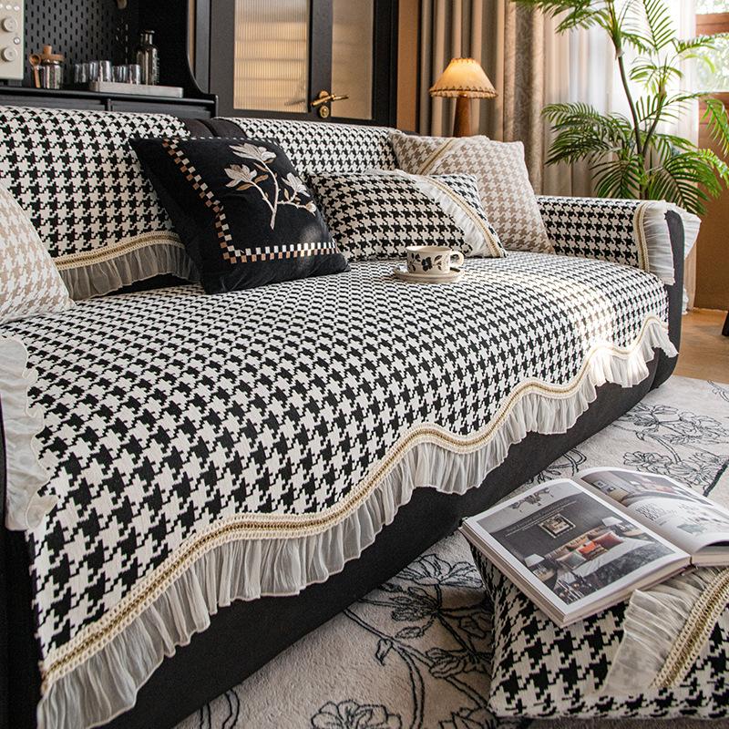 Special-Shaped Sofa Cushion Universal Non-Slip In All Seasons New Thousand Bird Grid Seat Cushion High-End Sofa Cover Cloth Cover Towel