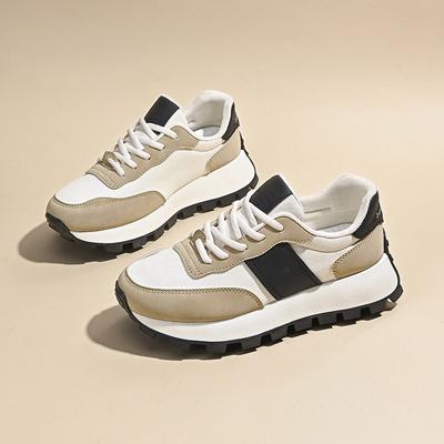 2025Женские вулканизированные туфли Высококачественные износостойкие кожаные кроссовки Универсальная толщина Повседневная обувь Chaussure Femme