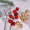 7 Heads Christmas Artificial Berries Branches DIY Red Holly Berry Stems Wreath for New Year Party Xmas Tree Decoration Wholesale