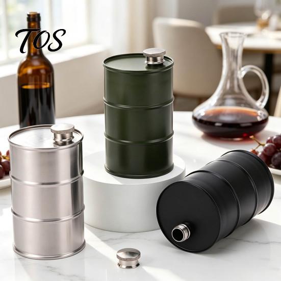 Kitchen Countertop Oil Storage Drum Shape Wine Pot, Durable Stainless Steel Leak-proof Gadget for Home Cooks Cruet, 350ml Capacity, Refillable