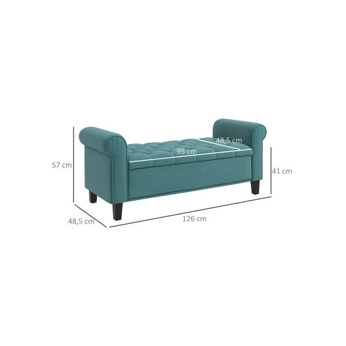 Tabouret de lit - MUVOE - Vert - Rangement caché - Charge max. 120 kg - 126 x 48,5 x 47 cm