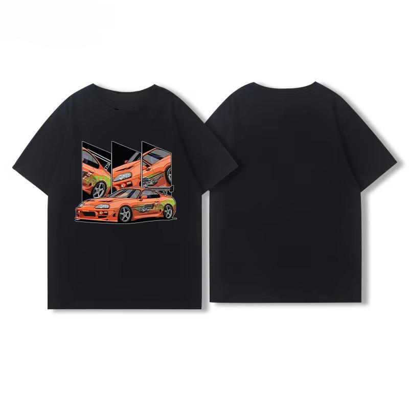 Автомобиль JDM Модифицированный Автомобиль Supra Король Демонов Быка Ретро Графическая Футболка Мужская Одежда Дышащая Мужские и Женские Мотоциклетные Футболки