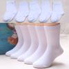 5 пар детских белых носков для маленьких мальчиков и девочек, однотонные дышащие хлопковые спортивные носки