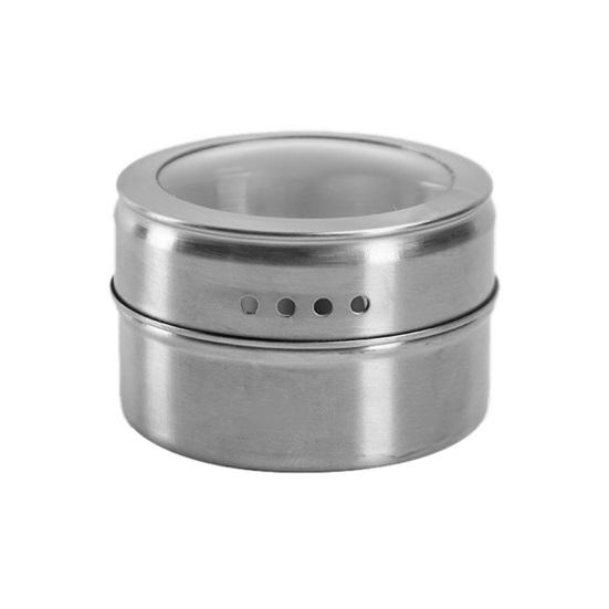 Magnetic Spice Tins Stainless Steel Spice Container Seasoning Jar Spice Jars Storage Box with Transparent Lid for Storing Herbs