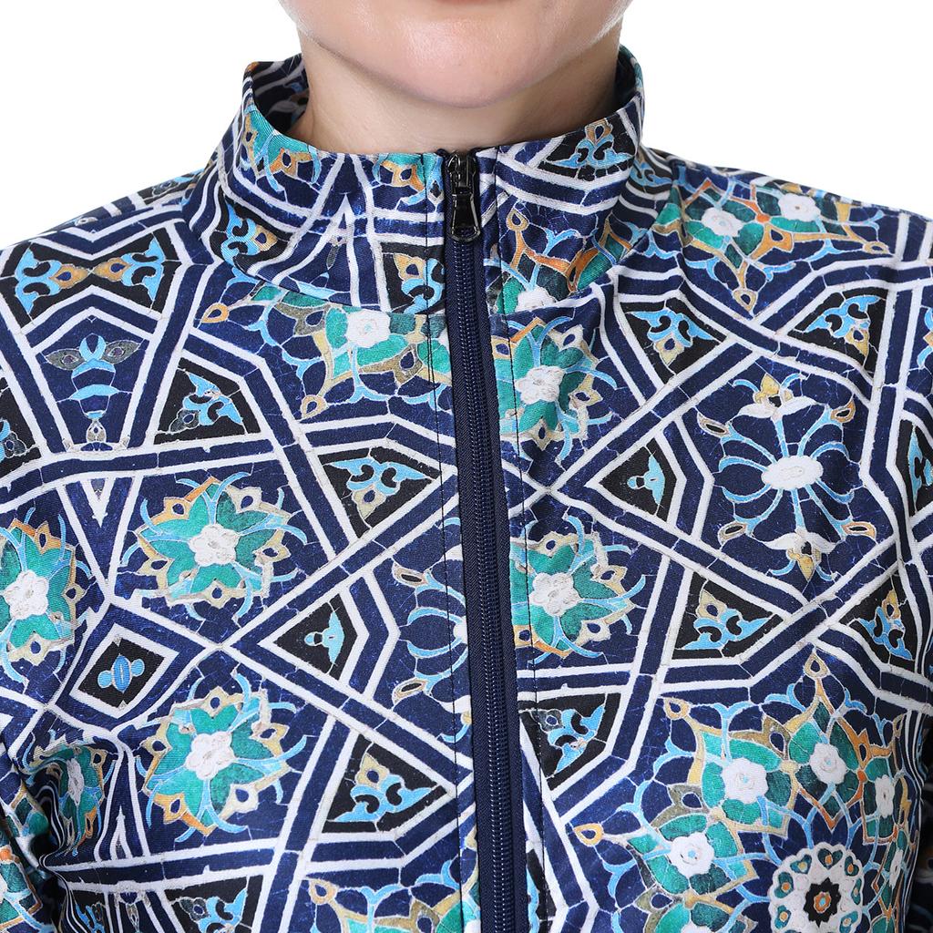 3XL-8XL Women Muslim Muslimah Swimwear Full Coverage Flower Patterned Zippered Women Swimming Suit Comfortable Highly Elastic 3 Pieces Beachwear