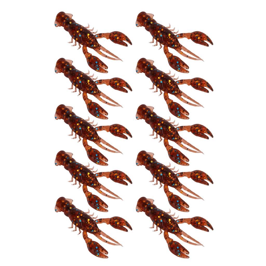 10pcs Soft Fishing Lure Crawdad Bait PVC Shrimp Artificial Soft Lure Baits for Bass FishingDark