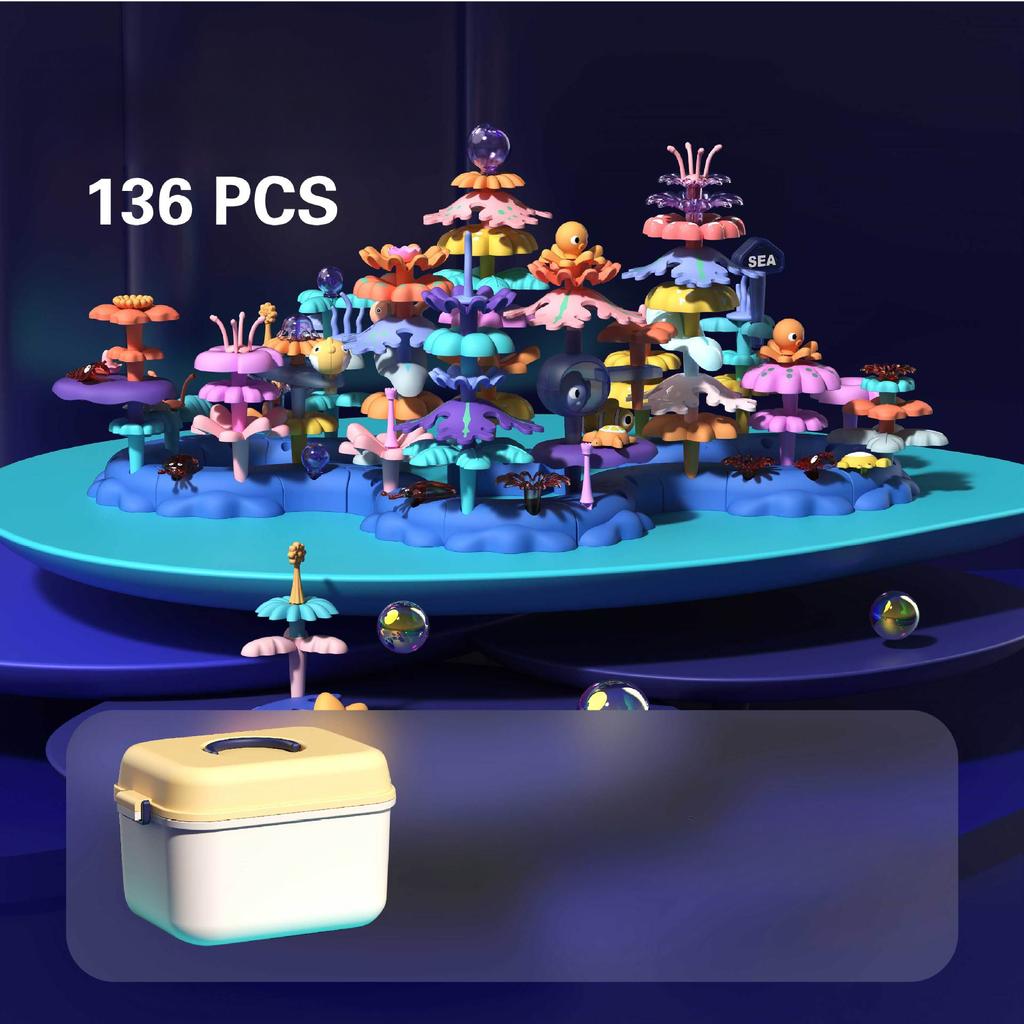 Children's Building Block Flower Bed Assembly Toys, Girls' Educational and Versatile Garden Building Block Flower Arrangement Toys Storage Box