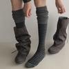 Slouch Style Over the Knee Socks Patchwork Design Patchwork Striped Socks Long Socks  For Boots