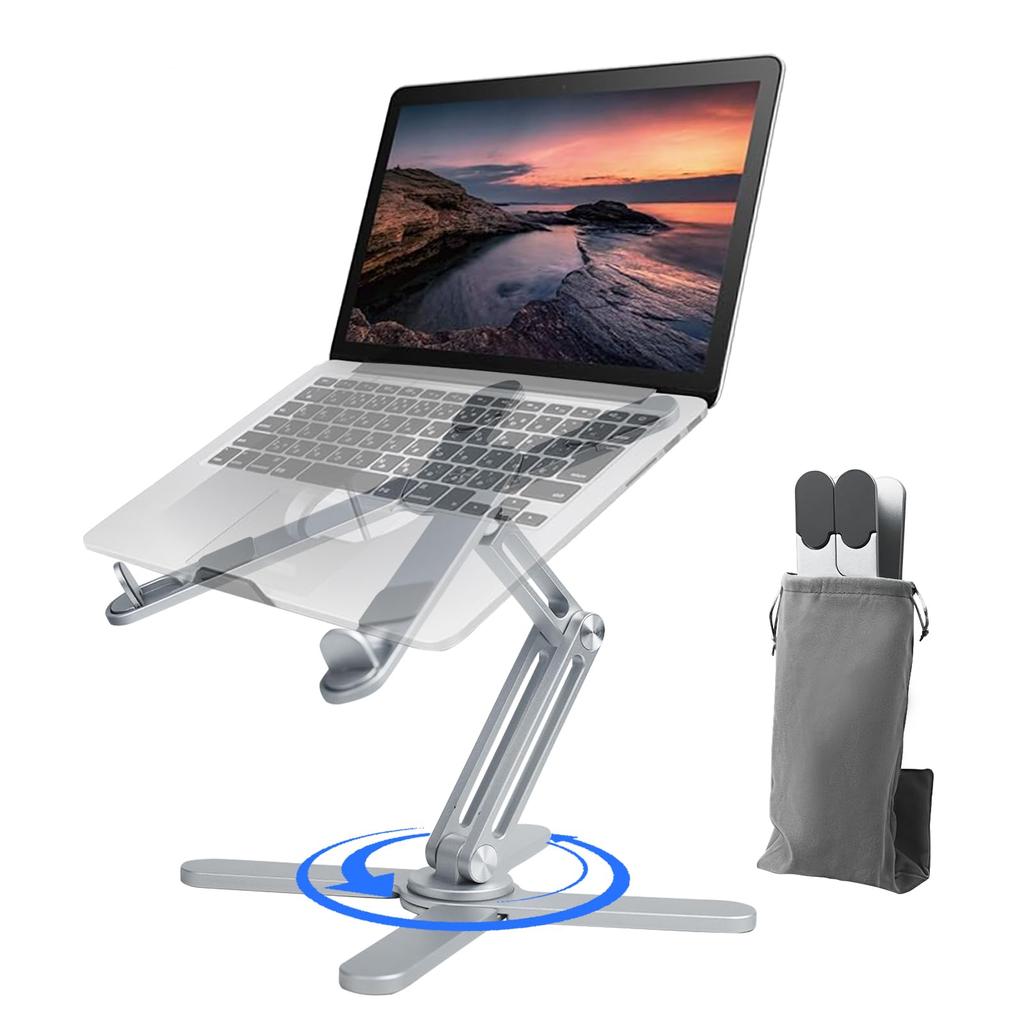 Laptop 360 Degree PC Stand Tablet Made of Aluminum Foldable iPad Heat Compatible with Devices Up To 17 For Conference Storage Bag Included H&W Stand,