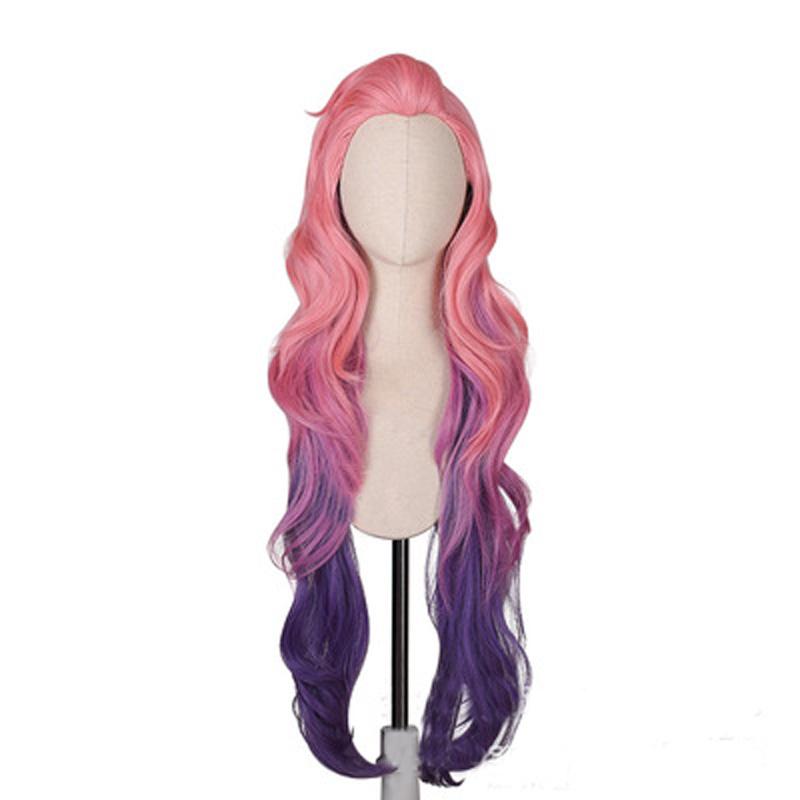 Аниме парик игровой парик Серафина косплей парик KDA косплей вьющиеся розовые фиолетовые парики термостойкие синтетические волосы