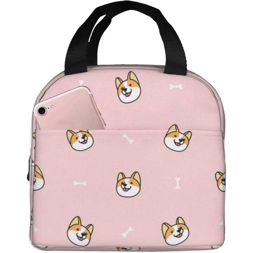 Сумка для ланча Corgis Dog Flower для взрослых, изолированный ланч-бокс с милым рисунком, многоразовая сумка для ланча для учебы, работы, пикника