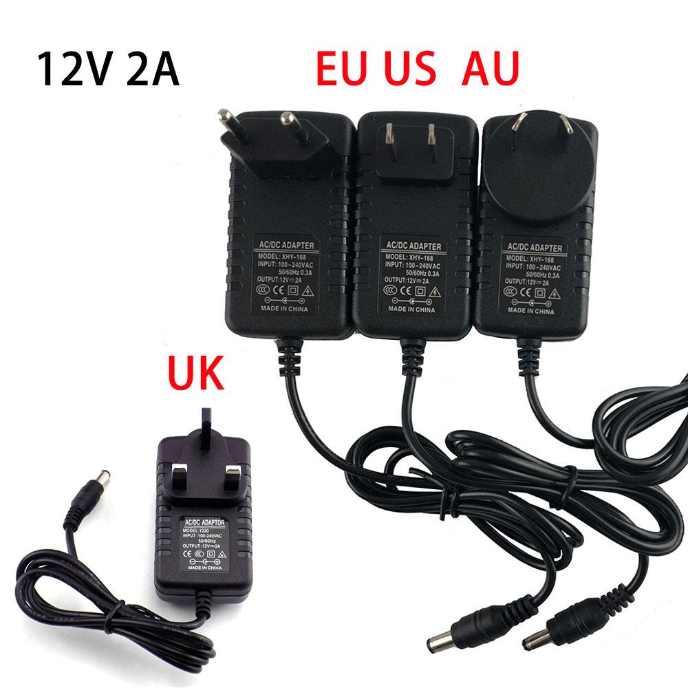 AC DC 12 В 2A 2000ma Адаптер питания EU UK AU US PLUG 5,5*2,5 мм Настенное зарядное устройство для светодиодной ленты лампы камеры видеонаблюдения