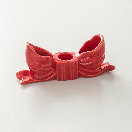 Ceramic Bow Candle Holder Taper Candle Stand Candlestick Table Centerpiece Holiday Party Home Office Desktop Decoration Ornament