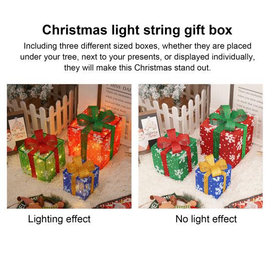 3 шт. рождественские светящиеся подарочные коробки с функцией памяти портативные работающие от батареек светящиеся подарочные коробки рождественские