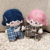 1 set Uniform Doll Clothes Outfit Plaid Overall Doll Dress Up Set  10cm Cotton Doll