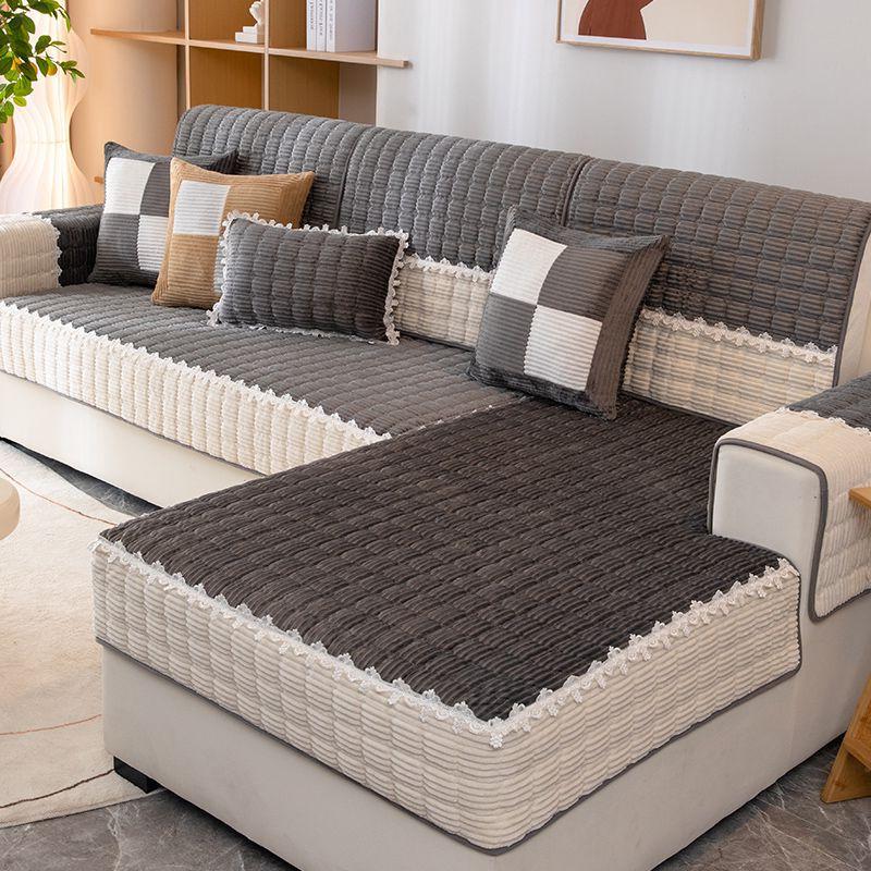 New Autumn and Winter Velvet Sofa Cushion Simple and Non Slip Plush Leather Sofa Cover Modern Corduroy Backrest Towel Cover Fabric