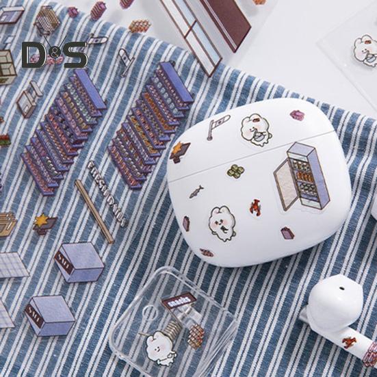 4 Sets DIY 3D House Stickers with Tweezer Make Your Own Mini Room Scene Supermarket Coffee Shop Restaurant Bookstore Scene Stickers Adult Kids Stress