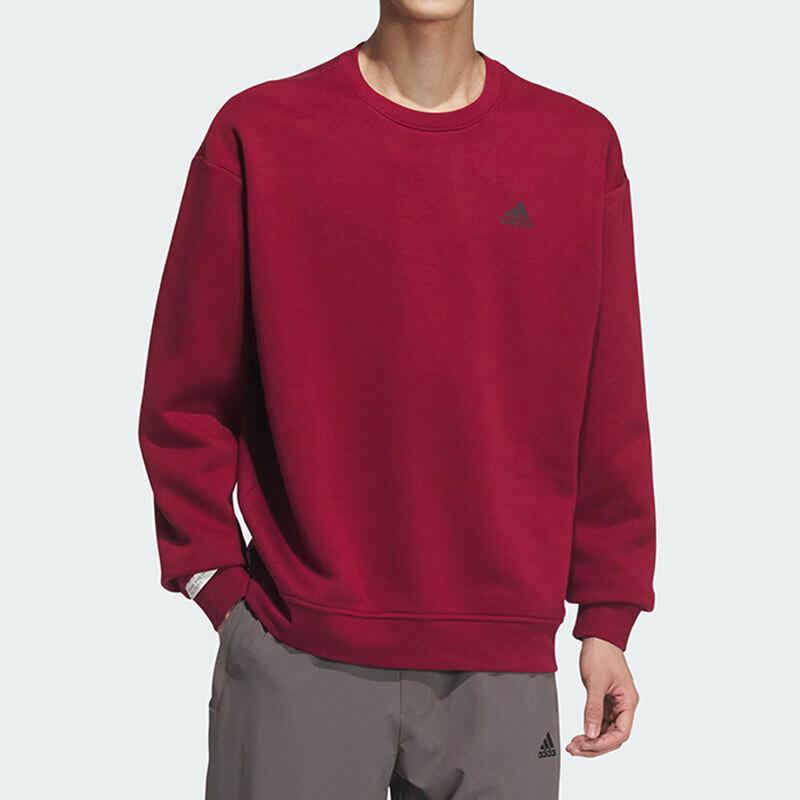 adidas LABEL Свитшот с круглым вырезом, удобный, повседневный, для пары, с флисовой подкладкой, с длинным рукавом, унисекс, красный JM9095