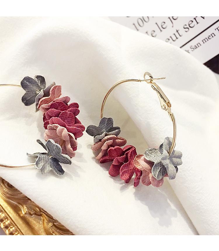 Korean Version Of The Popular Personality Temperament Jewelry Wild Net Red Cloth Flower Long Earrings Statement Earrings
