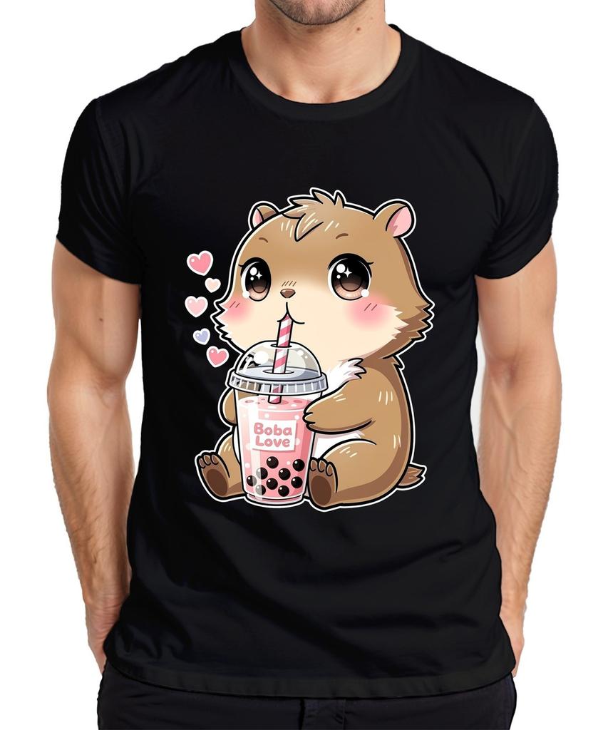 Boba Love Hamster Bubble Tea Kawaii Anime Cute Gift Girls Mens T-Shirt