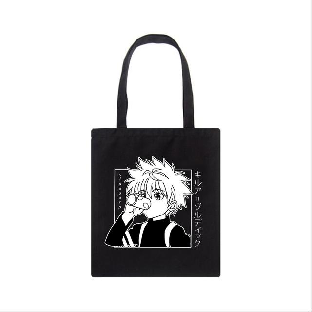 Японская холщовая сумка Hunter x Hunter kurapika, сумка-шоппер с мультяшным буквенным принтом, большая вместительность, винтажные сумки на плечо в стиле панк