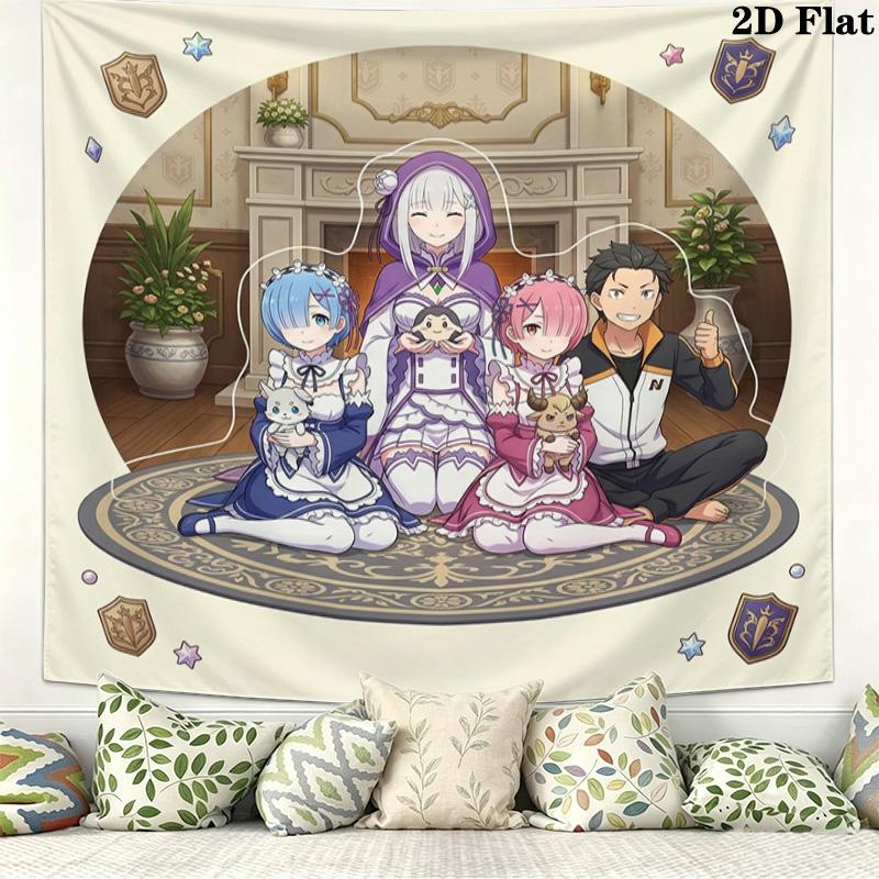 Re Zero Wall Tapestry Aesthetic Wall Hanging Printed Fabric Blanket Decorative Tapestries For Bedroom Living Room Home Decor