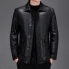 Removable Lining Men's Large Size Genuine Leather Jacket Middle-aged and Elderly Dad's Outfit Plus Velvet Thickened Leather Jacket